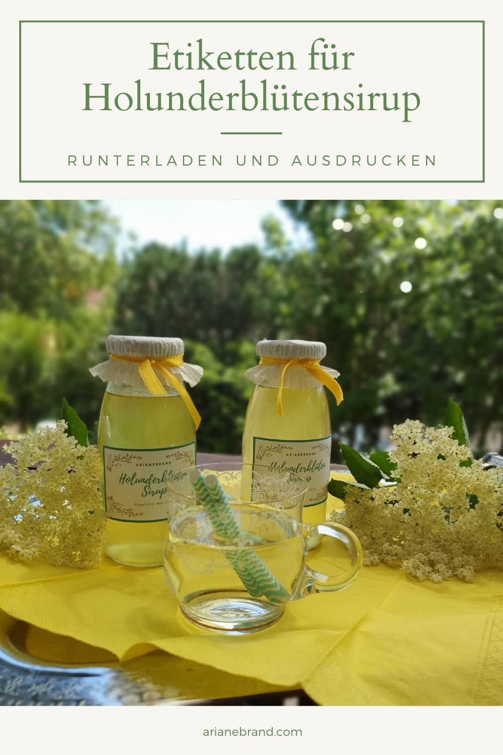 Etiketten für Holunderblütensirup - arianebrand